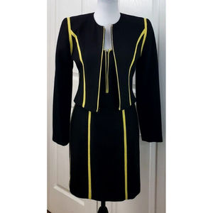 Lillie Rubin Black Cotton Sleeveless Dress W/Blazer Bodycon Crop Jacket Sz 4 EUC